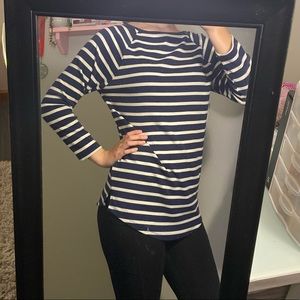 Navy Striped Long Sleeve Top